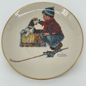 Gorham Fine China 1971 Norman Rockwell Four Seasons Collector Plate Dog For Sale